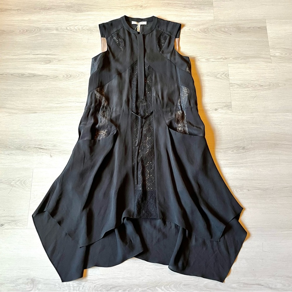 BCBGMAXAZRIA Runway The Keir Silk Midi Dress in Black Size XXS NWT Designer
